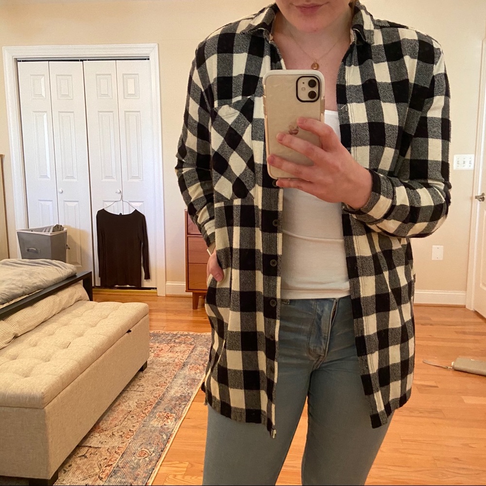 Buffalo Plaid Longline Flannel Shirt